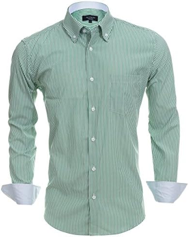 YEAR IN YEAR OUT Mens Button Down Shirts Long Sleeve Mens Dress Shirts Fitted Fit(LS08, L)