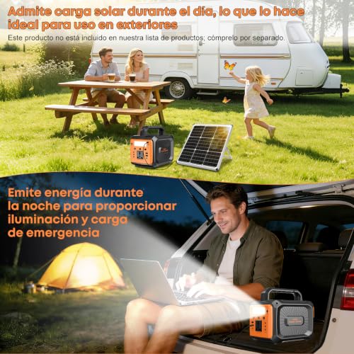 Banco de Energía Portátil, Bateria de Emergencia para Casa con Iluminación LED y Reproductor de Música,Cargador Multipuerto-3 DC, 1PD 2 USB y 1 AC, Estacion de Energia para Exteriores Campamento