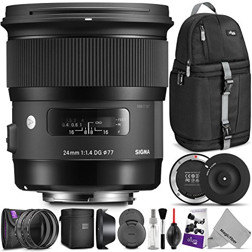 Sigma 24mm F1.4 Art DG HSM Lens For Canon DSLR Cameras W/Sigma USB Dock & Advanced Photo And Travel Bundle