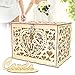 Angela&Alex Wedding Card Box, DIY Gift Card Boxes with Lock and Card Sign Wooden Hollow Decorative Boxes Holder for Reception Weddings Baby Showers Birthdays Graduations Party Decorations