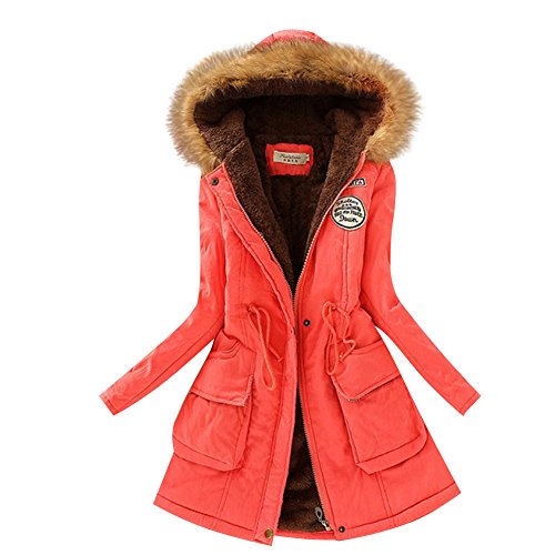 Aro Lora Women's Winter Warm Faux Fur Hooded Cotton-padded Coat Parka Long Jacket US 14 Watermelon Red