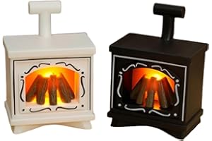 Gxsterd 2PCS Dollhouse Fireplace with Led Light Up Flame 1/12 Miniature Fireplace Battery Operated Vintage Dollhouse Furnitur
