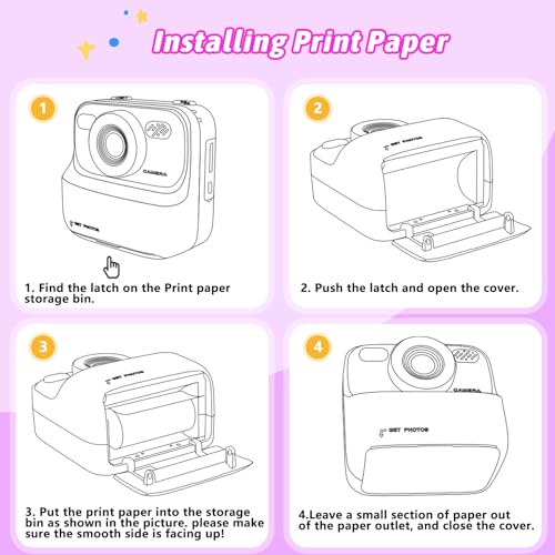 Upgrade Kids Camera Instant Print for Boys and Girls, 1080P HD Dual-Lens Selfie Digital Camera with Print Paper & 32G Card, Christmas Birthday Gifts Toys for Toddler and Teenagers Age 3-16 Years Old