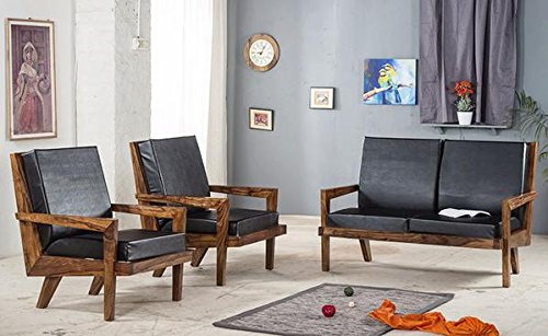 Mp Wood Furniture Solid Sheesham Wood Charlie 4 Seater Sofa Set(2+1+1)