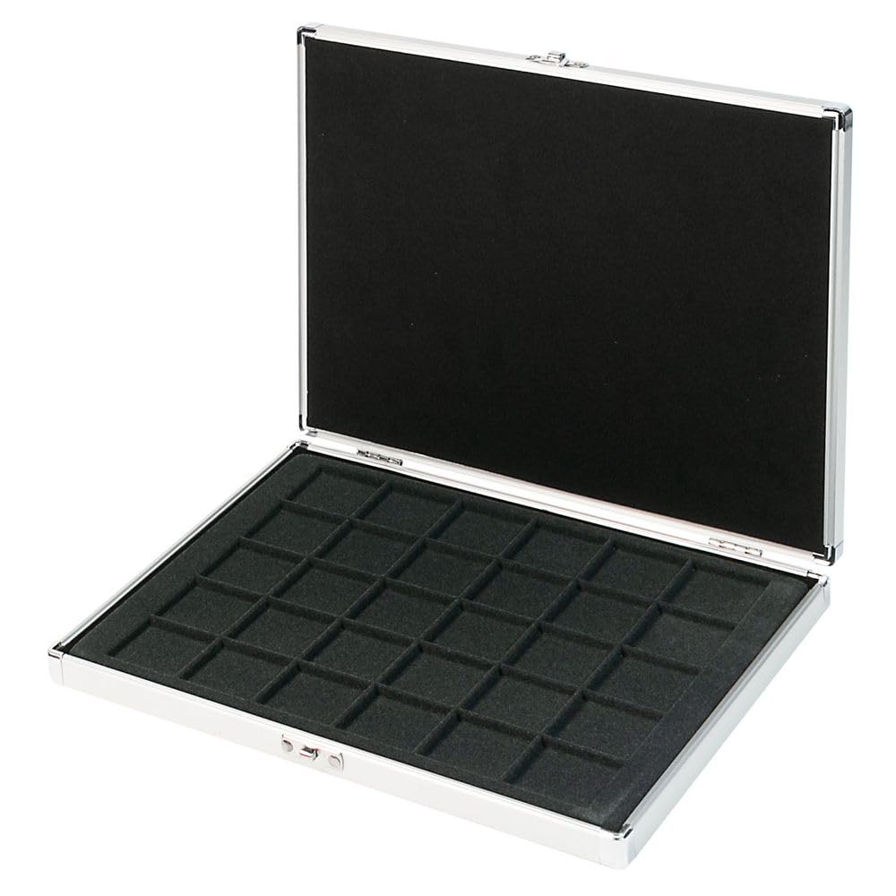 Lindner coin cassette ALU for 30 coins/coin capsules up to Ø 38 mm - with black coin insert