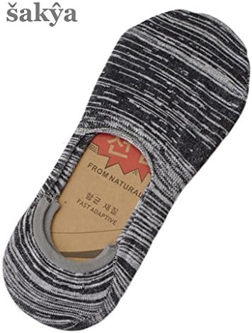 Men's Premium Cotton No Show Socks -Hidden Flat Boat Line with Anti-Slip Grip