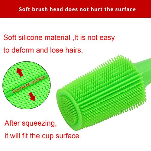 Wecando Silicone Bottle Brush Cup Cleaning Brush Scrubber for Washing Glasses, Sport Bottles, Baby Bottles, Pitchers, Thermoses, Jars, Non-Stick Pot Pan Dish Bowl, Water Cups, Coffee Mugs