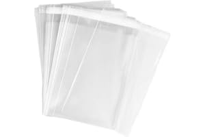 Pack of 100 Clear Resealable Flat Cello/Cellophane Bags with Adhesive Closure Good for Bakery Candle Soap Cookie Snacks Candi