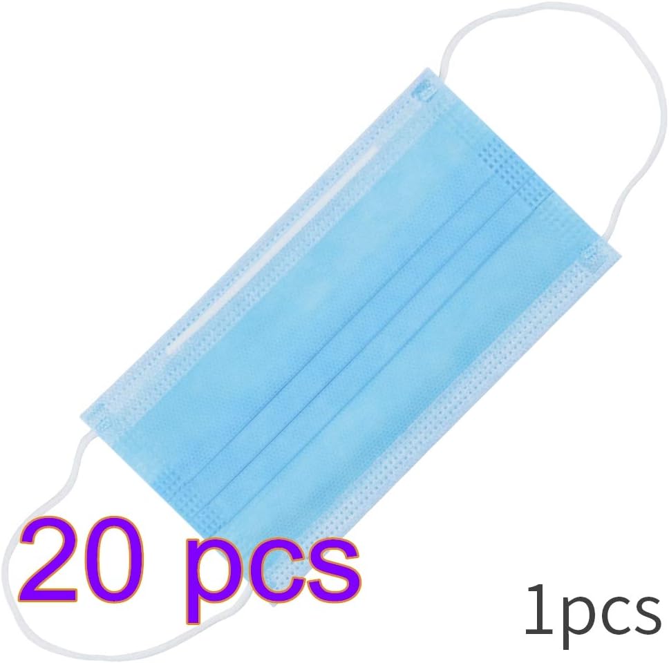 ASKCUT Disposable Masks, Upgrade Sealed Face Mask with Elastic Earloop, 3-Ply Thicker Breathable Safety Masks, Comfortable Sanitary Surgical Mask for Outdoor, Home Office Hospital Use (20Pcs)