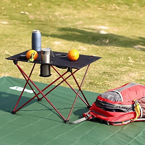 Portable Camp Table, GTIMES Folding Table With Cup Holders, Lightweight Camping Table , Rolling Picnic Table