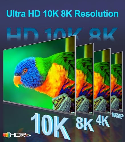Sniokco 10K 8K 4K HDMI 2.1 Cable 2M, Certified 48Gbps Ultra High Speed HDMI® Cable 0.01ms 4K 240Hz 165Hz 120Hz 8K 60Hz eARC Netflix HDCP 2.3 2.2 DTS:X HDR10+ TV Monitor Projector Roku Sky-Q PS5 X-box