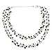 Silk Thread and Genuine Black White Cultured Freshwater Pearl Strand Cluster Necklace, 16-18 inches