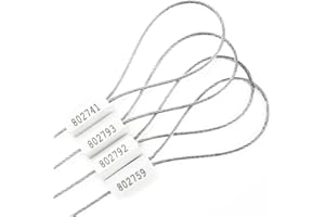 RASUNKAE 20pcs Security Marking Cable Seals Tamper Proof Steel Wire Seal Numbered Shipping Seals Disposable Pull Tight Self-Locking Cable Seal Truck, Trailers, Cargo, Containers Seal Ties Straps (White, 20pcs)