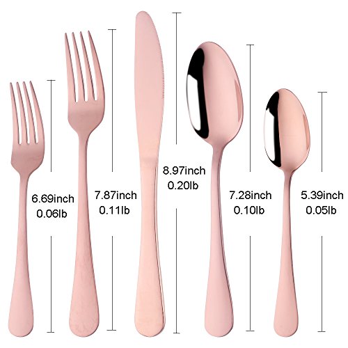 Buyer Star 30-Pieces Purple Stainless Steel Flatware Silverware Set, Service For 6, Mirror Polished, Include Knife/Fork/Spoon, Different Color, Dishwasher Safe - Thumbnail 2