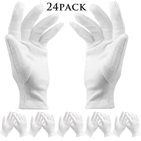 BESTZY 12 Paar weiß Baumwolle Handschuhe/Baumwollhandschuhe – Kosmetik Feuchtigkeitsspendende Handschuhe für trockene Hände,N