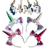 Unicorn Birthday Party Supplies Headband Necklace 8-Pack Exclusive Lightning Deal Costume Dress Up for Girls