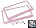 Updated JR2 Bling 7 Rows Pink Crystal Rhinestone Metal Chrome License Plate Frame x 2 + 4 x Pink Crystal Screw caps+ 1 x Pink ring emblem