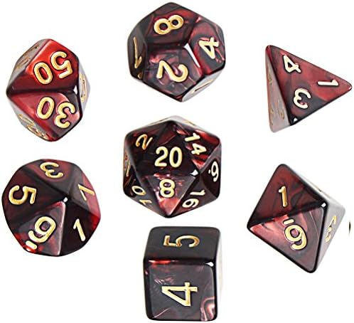 Polyhedral 7-Die Dice Set, borte Red And Black Polyhedral D&D Dice Set Game Dices for Dungeons and Dragons Table Games
