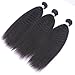 IMAYLI 8A Brazilian Kinky Straight Human Hair 3 Bundles(16 18 20 Total 300g) Yaki Human Hair Bundles 100% Unprocessed Brazilian Virgin Remy Human Hair Weave Extensions Natural Black