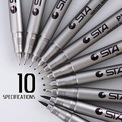 SAYEEC Fine-Liner Pens Sketching Pen Set of 10 Various Size Drawing Markers Pens Ink Pens Refills Multifunction Writing Note Waterproof Pens Black for Design Office Artist