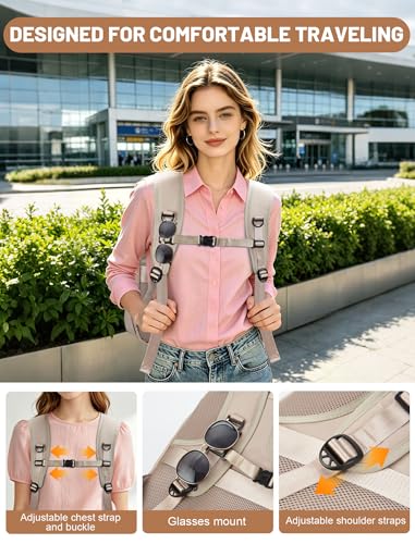 MOCOCITO Airplane Cabin Travel Backpack 40 x 20 x 25, Travel Bag for Ryanair EasyJet Hand Luggage Backpack Travel Backpack Unisex Waterproof 20L, Apricot/Brown, Fashion