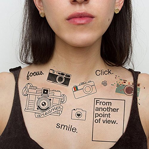 image for Tattify Photography Temporary Tattoos - Say Cheese (Complete Set of 18