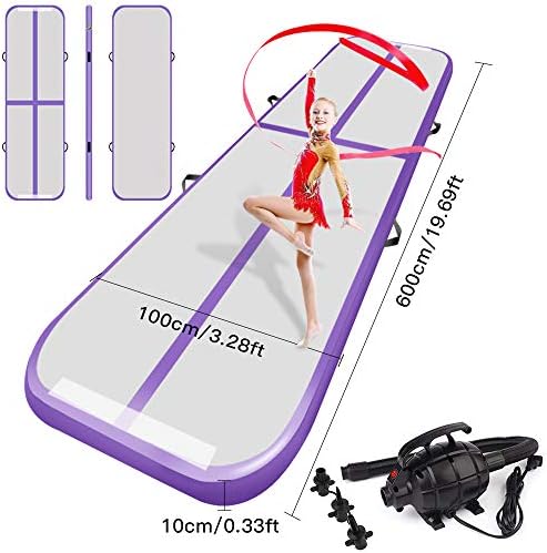 Resour Airtrack Tumbling Mats Inflatable Gymnastics Air Track for Cheerleading/Gymnastics/Home/Yoga/Training/Kids/Sport/Taekwondo/Game/Water Activities