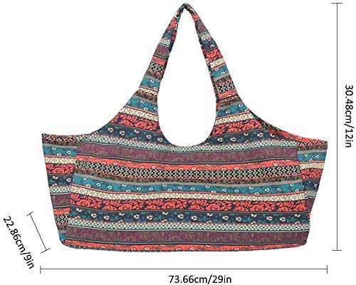 Fnoko Bohemian Yoga-Mat-Tote Storage Bag Pilates Clothing and Gym Accessories Carrier Large Capacity