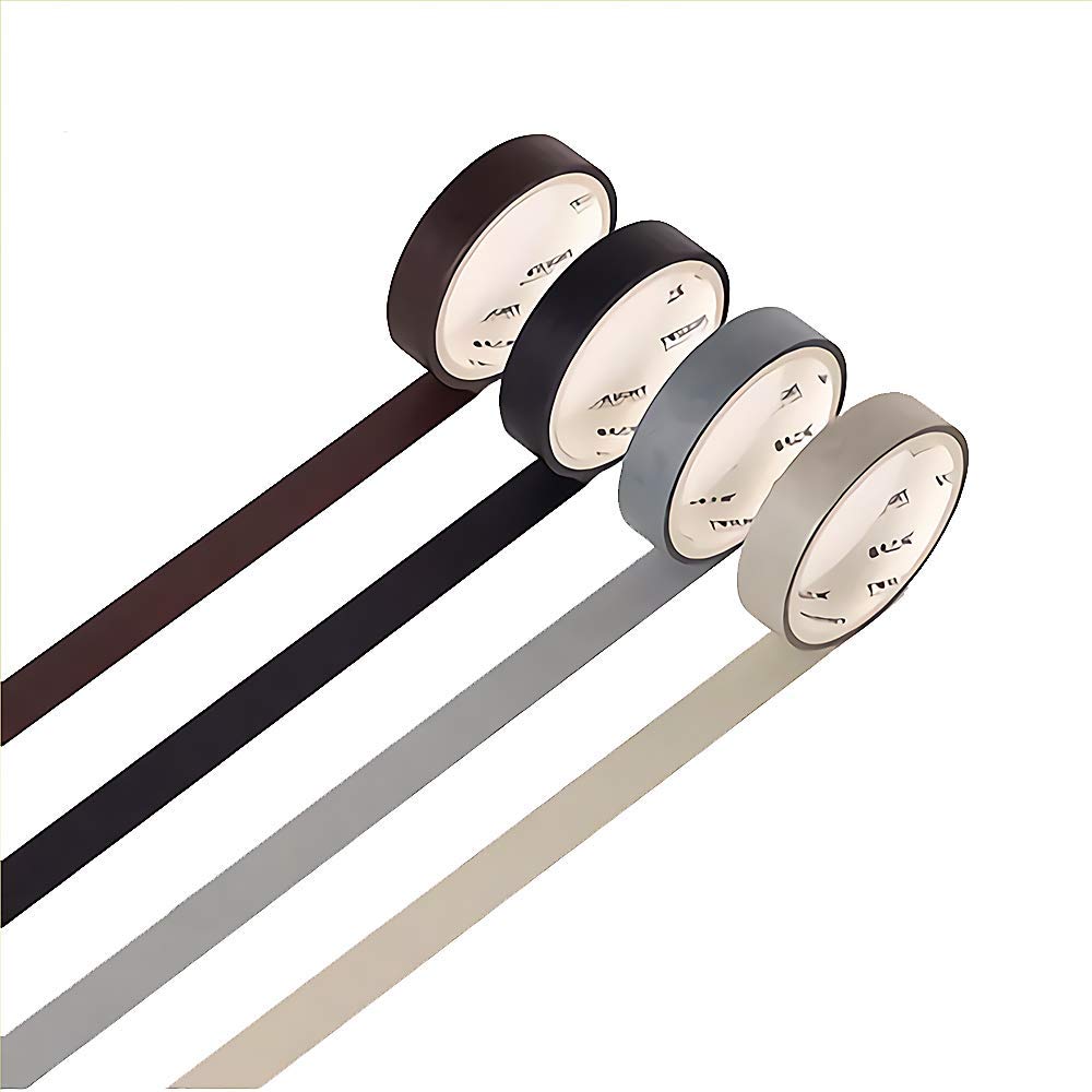 Yubbaex Natural Color Washi Tape Set 4 Rolls Decorative Tapes for Arts, DIY Crafts, Bullet Journals, Planners, Scrapbooking, Wrapping -Neutral Color- (5-Cool Colors)
