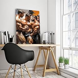 HMLZSJ Nude Muscle Male Torso Portrait Art Gay