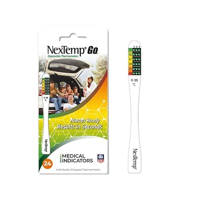 NexTemp Go Disposable Oral & Axillary Thermometer for Adults & Kids, Single Use Temperature Thermometer for Travel, Home, or First Aid Supplies, Hygienic, Individually Wrapped, Celsius, 24 Pack