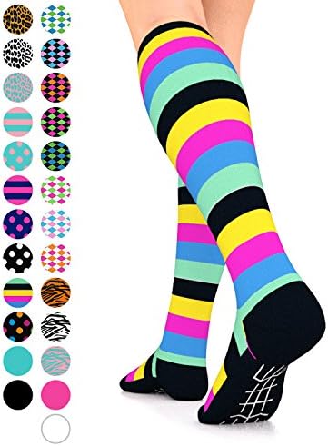 Go2 COMPRESSION SOCKS Go2 Fashion Compression Socks for Men &amp; Women 15-20 mmHg Athletic Running Socks for Nurses Travel Medical Graduated Nursing Compression Stocking Sport Sock (MultiStripes,L)