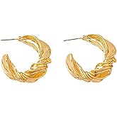 Gold Statement Earrings Geometric Dangle Drop Earrings Chunky Trendy Knot Earring Stud for Women