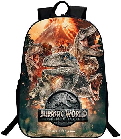 HMJZ Cool Children School Backpack Jurassic Park 3D Printing Polyester Shoulder Bag,Outdoor Activities Or Travel,for Young Boys And Girls,A