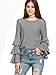 SheIn Women's Striped Layered Bell Sleeve Ruffle Blouse