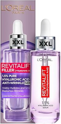 L'Oréal Paris Aufpolsterndes XXL Serum für Frauen: für Faltenminderung & jugendlich und praller aussehende Haut mit [1,5% Hyaluronsäure], Revitalift Filler, 1x 50ml[Exklusiv bei Amazon]