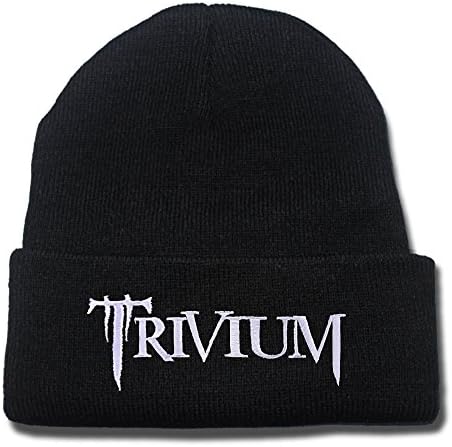 JRICK Trivium Logo Beanie Fashion Unisex Embroidery Beanies Skullies Knitted Hats Skull Caps - Black/White