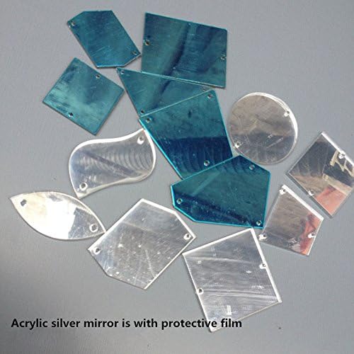 Sew On Silver Acrylic Mirror Diamante Rhinestone Crystal Flat Back Mirror Beads with Hole for DIY Wedding Dress Clothing Bags Shoes Decoration Accessory (Silver) - Image 4