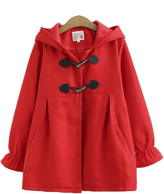 Amazon Asherangel ダッフルコート ショート丈 レディース 女の子 女子 娘 ジャケット アウター フード付き トグルボタン 無地 秋冬 防寒 可愛い 学生制服 通学用 コート ジャケット 通販