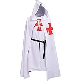 BLESSUME Medieval Knight Tunic Cloak Belt Cosplay Costume Set