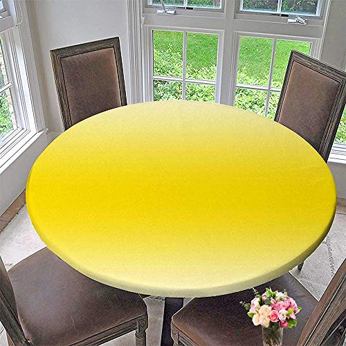 Mikihome Simple Modern Round Table Cloth Kissed Summer Hot Beach Inspired Ombre Design Digital Printed Room Decorations Yellow for Daily use, Wedding, Restaurant 31.5"-35.5" Round (Elastic Edge)