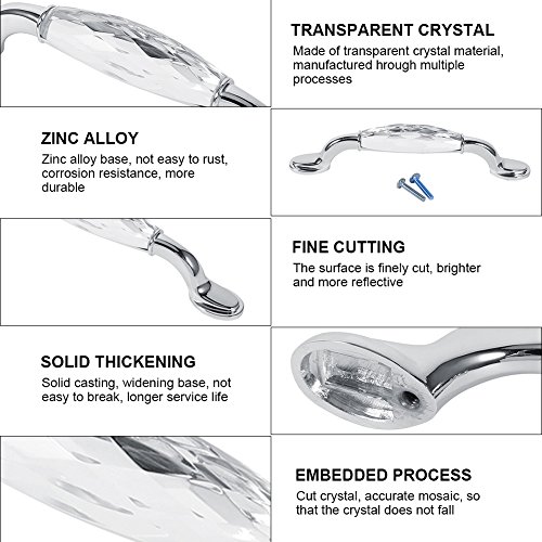 image for Yosooo Rhinestone Crystal Cabinet Pulls Solid Aluminium Alloy Handles 