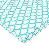 American Baby Company Fitted Portable/Mini Crib Sheet, 100% Cotton Percale, Aqua Sea Waves