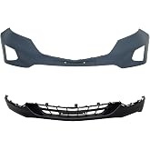 Plastic Front Bumper Cover Primed Replacement for Equinox 2018 2019 | Plastic Material, Upper and Lower
