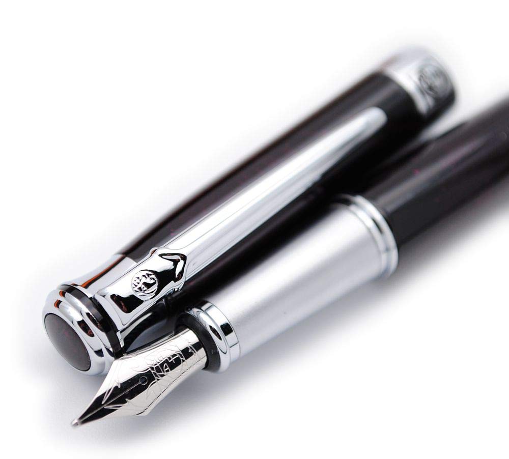 czxwyst Picasso 903 Sweden Flower King Fountain Pen Original Box (Red Marble, F Nib)