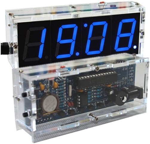 KKmoon 4-digit DIY Digital LED Clock Kit Light Control Temperature Display Transparent Case Blue