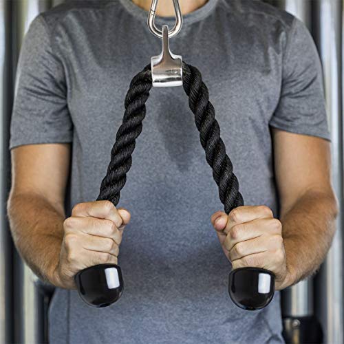 CampTeck-U6935-Nylon-Triceps-Cuerda-Triceps-Polea-Desplegable-Manijas-Antideslizantes-Dorsal-Biceps-Triceps-Gimnasio-o-Hogar-Negro