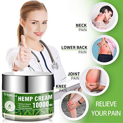 Natural Hemp Cream for Muscle,Joints,Hips,Back,Knees,Neck Natural Hemp Oil Extract Gel 10000 MG/ 4 oz