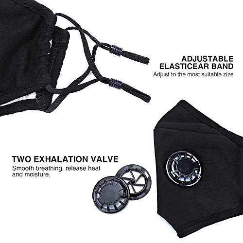 ANALAN Dust Masks Reusable Washable Face Mask Air Masks for Dust Smoke Pollen with N99 Filters (Black,14pcs Filter