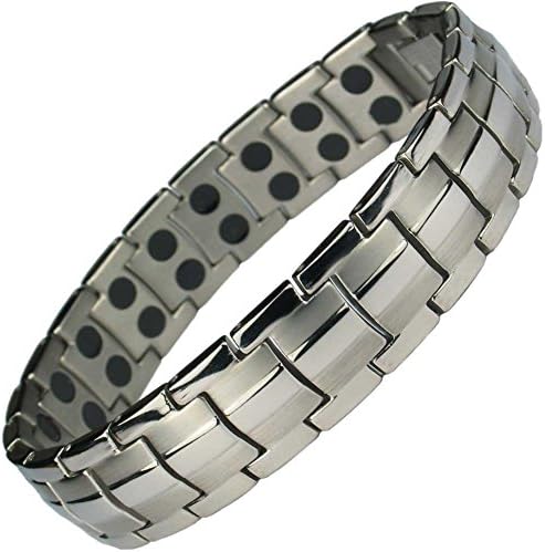 Hermes Titanium Magnetic Therapy Bracelet Silver Tone with Free Links Removal Tool